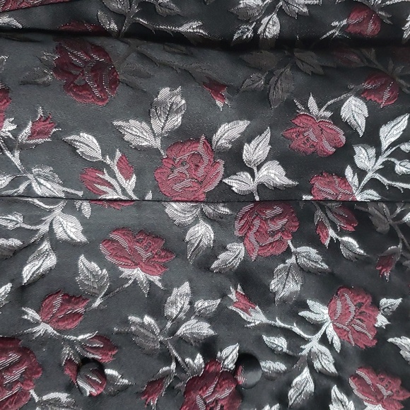 Vintage Jessica McClintock Floral Embroider Black Jacket with Faux Fur Collar 4 - Picture 2 of 7